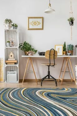 Flash Sale ⌛ Ruggable Agate Golden Azure Rug ✔️ -Outdoor Rugs Store Agate Golden Azure C RC 0311 57 Washable Rug Coastal