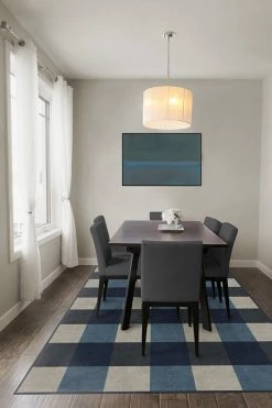 Flash Sale 😀 Ruggable Buffalo Plaid Blue & Ivory Rug 🧨 -Outdoor Rugs Store Buffalo Plaid BlueIvory C RC 0514 57 Clean Washable Rug Blue