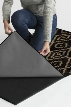 Budget 🎉 Ruggable Diamond Trellis Black Rug 🌟 -Outdoor Rugs Store Diamond Trellis Black B RC 0268 57 Clean Washable Rug Pad