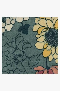 Hot Sale ⌛ Ruggable Floret Teal Blue Rug ✔️ -Outdoor Rugs Store Floret TealBlue D RC 0566 10 Clean Washable Rug Pad copy