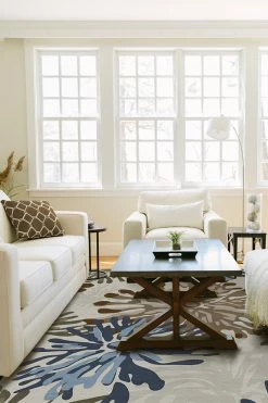 Cheap 😍 Ruggable Genevieve Floral Natural Rug 🛒 -Outdoor Rugs Store Genevieve Floral Natural C RC 0182 57 Washable Rug Blue