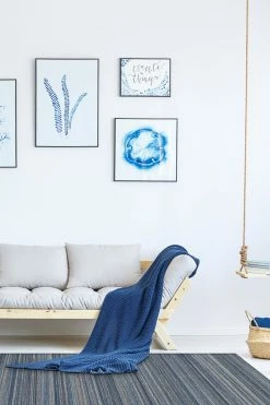 Discount ⭐ Ruggable Multi Stripe Blue Rug 👍 -Outdoor Rugs Store Multi Stripe Blue C RC 0220 57 Washable Rug Woven Texture