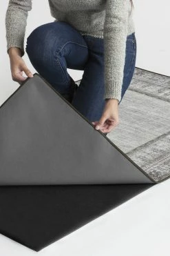 Best Sale ✔️ Ruggable Vintage Daisy Bordered Grey Rug 🌟 -Outdoor Rugs Store Vintage Daisy Bordered Grey B RC RE134 57 Clean Washable Rug Pad