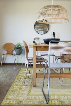 Budget ❤️ Ruggable Vintage Daisy Bordered Yellow Rug 🔔 -Outdoor Rugs Store Vintage Daisy Bordered Yellow C RC RE129 57 Washable Rug Mid Century