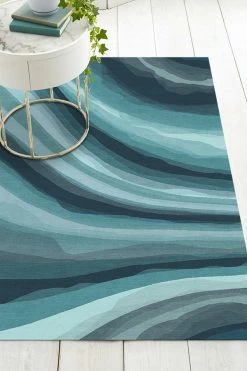 Deals 🌟 Ruggable Sale Watercolor Waves Blue Rug 🥰 -Outdoor Rugs Store Watercolor Waves Blue C RC 0307 57 Washable Rug Layer