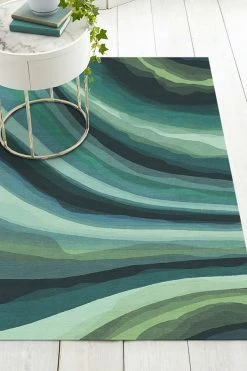 Budget ✨ Ruggable Watercolor Waves Citrus Green Rug 🤩 -Outdoor Rugs Store Watercolor Waves Citrus Green C RC 0308 57 Washable Rug Abstract