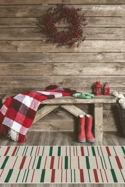 Cheap 🤩 Ruggable Broken Stripe Red & Green Rug 🛒 -Outdoor Rugs Store broken stripe red green C RC XM004 27 V2