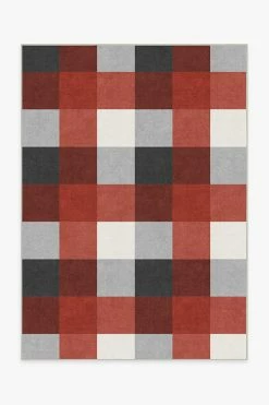 Coupon 🔥 Ruggable Buffalo Plaid Black & Red Rug 🥰