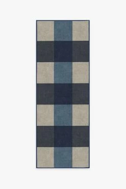 Flash Sale 😀 Ruggable Buffalo Plaid Blue & Ivory Rug 🧨 -Outdoor Rugs Store buffalo plaid blue ivory A RC 0514 27 V2