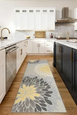 Deals 💯 Ruggable Floral Medallion Yellow Grey Rug 🎁 -Outdoor Rugs Store floral medallion yellow grey C RC 0379 27 V2