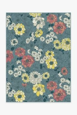 Hot Sale ⌛ Ruggable Floret Teal Blue Rug ✔️