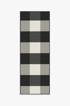 Flash Sale 😉 Ruggable Outdoor Gingham Plaid Black & White Rug ⌛ -Outdoor Rugs Store gingham plaid black white A RC OD007 27 v2
