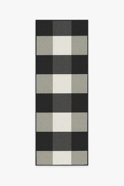 Flash Sale 😉 Ruggable Outdoor Gingham Plaid Black & White Rug ⌛ -Outdoor Rugs Store gingham plaid black white B RC OD007 27