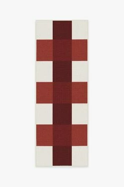 Coupon 👏 Ruggable Outdoor Gingham Plaid Red & White Rug 💯 -Outdoor Rugs Store gingham plaid red white A RC OD008 27