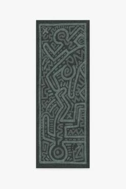 Brand new 🔔 Ruggable Keith Haring Funny Gallery Spruce Green 😍 -Outdoor Rugs Store keith haring fun gallery spruce green A RC KH015 27