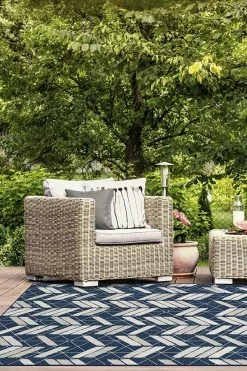 Deals 🎁 Ruggable Outdoor Painted Chevron Navy Rug ⌛ -Outdoor Rugs Store painted chevron navy C RC OD047 57