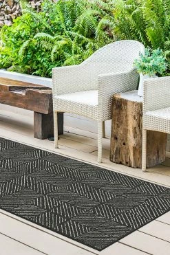 Buy 🌟 Ruggable Outdoor Parquet Black Rug 🔔 -Outdoor Rugs Store parquet black C RC OD022 27