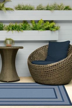 Discount 😉 Ruggable Outdoor Picnic Border Blue Rug 🤩 -Outdoor Rugs Store picnic border blue C RC OD020 27