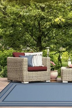 Discount 😉 Ruggable Outdoor Picnic Border Blue Rug 🤩 -Outdoor Rugs Store picnic border blue C RC OD020 57