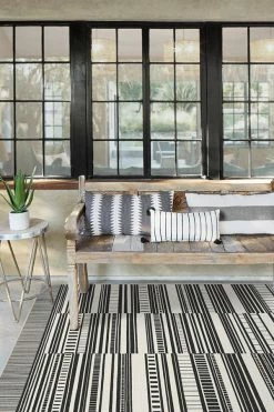 Best deal 🛒 Ruggable Outdoor Riviera Stripe Black & White Rug ✨ -Outdoor Rugs Store riviera stripe black white C RC OT008 57