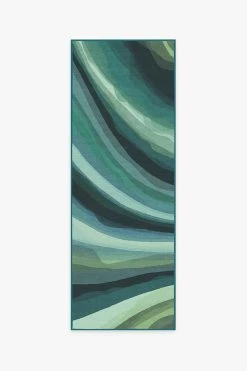 Budget ✨ Ruggable Watercolor Waves Citrus Green Rug 🤩 -Outdoor Rugs Store watercolor waves citrus green A RC 0308 27